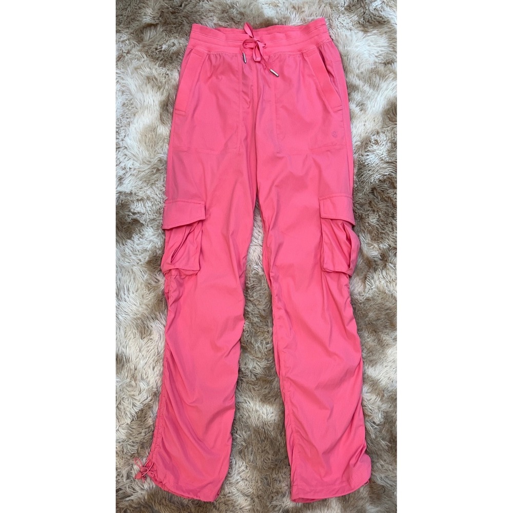 Lululemon Beyond the Studio Cargo Pants Pink Drawstring Cinch Hem Women Size 4